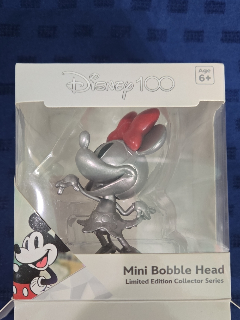 Disney Silver Minnie Mouse Mini Bobble Head with Red Bow